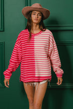 Load image into Gallery viewer, BiBi Striped Ribbed Textured Top in Red/Pink Combo
