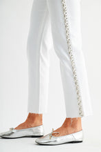 Load image into Gallery viewer, Mica Denim High Rise Rhinestone Embellished Straight Leg Jeans in Alabaster Snow

