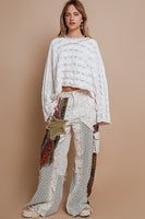 POL CROPPED Solid Color Chenille Sweater in Cream