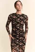 Load image into Gallery viewer, Davi &amp; Dani Mesh Printed Dress in Black Floral
