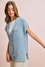 Load image into Gallery viewer, BiBi Mineral Washed Knit Boxy Cardigan in Washed Denim
