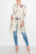 Load image into Gallery viewer, Origami Apparel Floral Print Sweater and Lace Cardigan in Natural Cardigan Origami Apparel   
