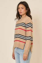 Load image into Gallery viewer, Cozy Co. Multi Striped Knit Sweater in Mocha
