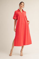 Jodifl Woven Midi Dress in Red