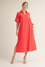 Load image into Gallery viewer, Jodifl Woven Midi Dress in Red
