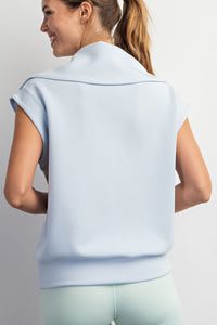 Rae Mode Scuba Quarter Zip Top in Soft Blue