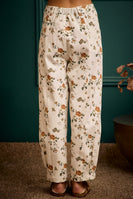 So Me Floral Print Mid Rise Wide Pants in Ivory