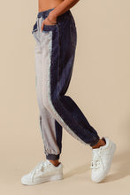 Load image into Gallery viewer, So Me Denim and French Terry Distressed Jogger in Denim/Light Grey
