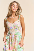 J.nna Floral Print Midi Dress with Lace Trim in Garden Dream