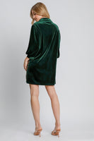 Umgee Velvet Lace Mini Dress in Hunter Green