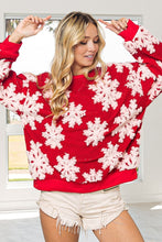 Load image into Gallery viewer, BiBi Christmas Snowflake Pullover Top in Red
