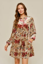 Load image into Gallery viewer, Jodifl Floral Velvet Button-Front Dress in Beige
