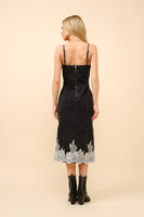 Blue B Denim and Lace Cami Top Midi Dress in White Black