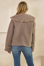 Load image into Gallery viewer, Veveret Sherpa Jacket with Ruffle Trim in Gray
