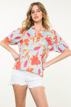 Load image into Gallery viewer, THML Striped and Floral Print Top in Light Blue
