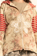 Load image into Gallery viewer, Davi &amp; Dani Floral Denim and Knit Diamond Patchwork Jacket in Tan Multi
