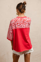 BiBi Mix N Match Top with Floral Patches in Pink Leopard