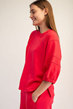 Load image into Gallery viewer, Rae Mode French Terry Bubbled Half Sleeve Top in Candy Red ON ORDER
