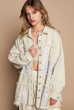 Load image into Gallery viewer, POL OVERSIZED Mixed Fabric Jacket in Sand Beige
