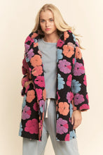 Load image into Gallery viewer, Davi &amp; Dani Chunky Floral Embroidery Hooded Jacket in Ink Navy

