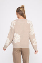 Load image into Gallery viewer, Allie Rose Knit Flower Pattern Sweater with Rhinestones in Almond
