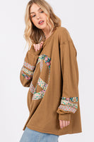 Sage+Fig OVERSIZED Applique Peace Sign Patch Top in Bronze