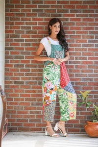 Sacred Threads Botanical Bliss Patchwork Overalls ON ORDER Overalls Sacred Threads   