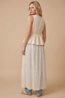J.nna Heart-Bloom Lace Maxi Vest in Beige