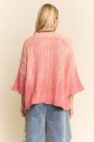 Davi & Dani Cable Knit Top in Coral
