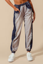 Load image into Gallery viewer, So Me Denim and French Terry Distressed Jogger in Denim/Light Grey
