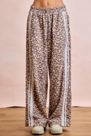 BiBi Leopard Print French Terry with Lace Side Pants in Leopard