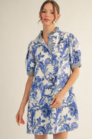 Jodifl Tropical Floral Print Dress in Royal