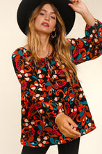 Load image into Gallery viewer, Haptics Floral Bubble Long Sleeve Peasant Top in Rust/Magenta/Teal Shirts &amp; Tops Haptics   
