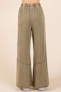 Mittoshop Mineral Washed Wide Leg Pants in Olive