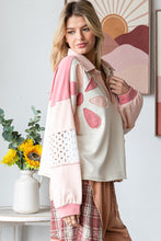 Load image into Gallery viewer, Oli &amp; Hali Collared Top with Eyelet Lace and Daisy Patches in Pink
