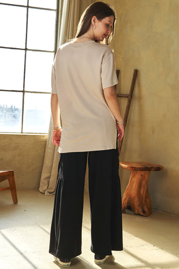 Davi & Dani Solid Color Loose Fit top in Taupe FINAL SALE