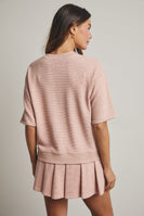 Wishlist Waffle Pleated Mini Skort in Rose
