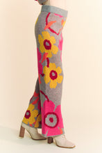 Load image into Gallery viewer, Davi &amp; Dani Floral Print Pants in Grey Fuchsia
