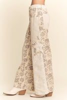 Davi & Dani Floral Start Patched Pants in Natural/D.Grey