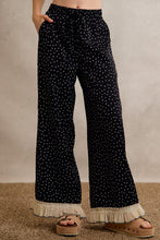 Load image into Gallery viewer, So Me Polka Dot Wide-Leg Pants With Lace Hem in Black
