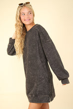 Load image into Gallery viewer, Very J OVERSIZED Mineral Washed Sweatshirt Mini Dress in Black
