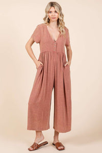 Mittoshop Mineral Washed Jumpsuit in Clay