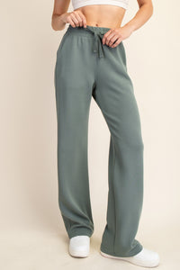 Rae Mode Scuba Knit Straight Leg Pants in Sage Leaf