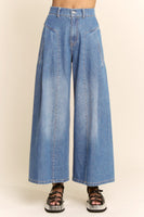 Davi & Dani High Waisted Denim Pants in Light Denim