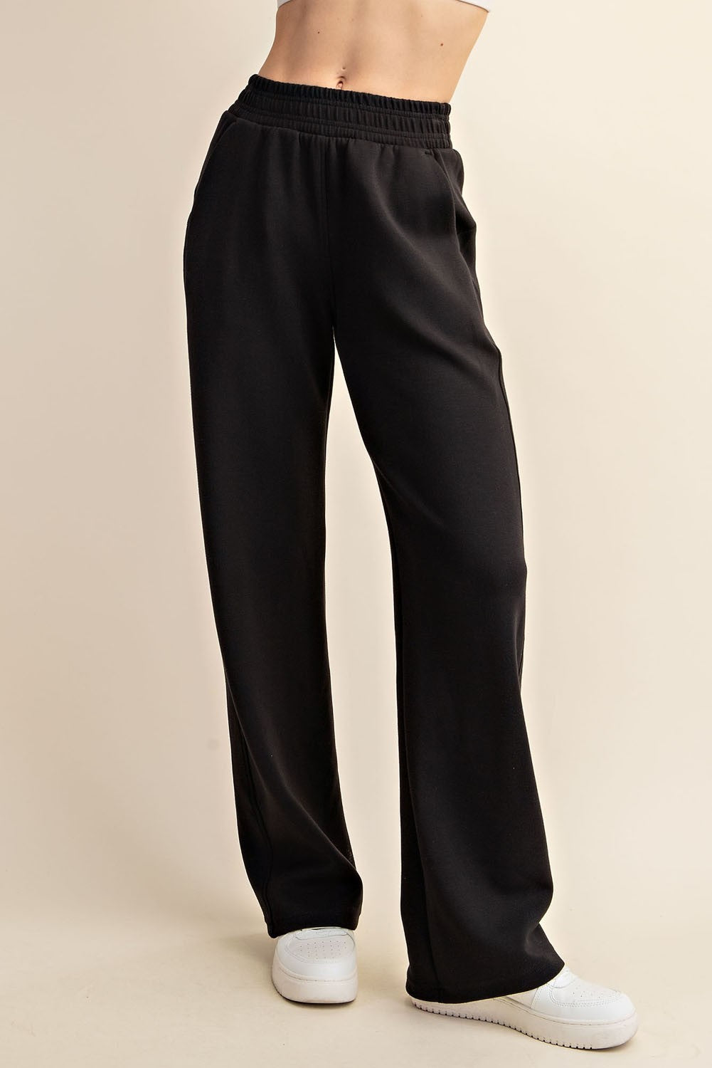 Rae Mode Scuba Knit Straight Leg Pants in Black