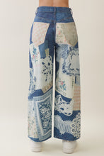 Load image into Gallery viewer, Veveret Digitally Printed Patchwork Denim Pants in Dark Denim
