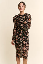 Load image into Gallery viewer, Davi &amp; Dani Mesh Printed Dress in Black Floral
