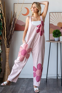 Oli & Hali Large Flower and Paint Splatter Jumpsuit in Pink