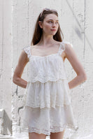 Storia Lace Tiered Mini Dress in Ivory