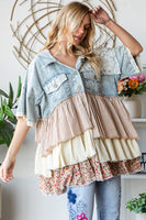 Oli & Hali Mix n Match Tiered Jacket in Light Denim Multi ON ORDER